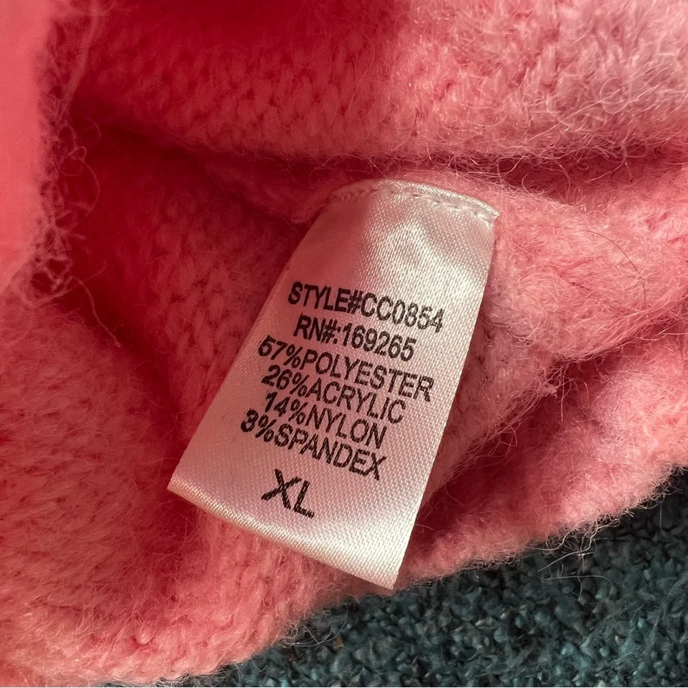 Threaded Leaf Pink Bow Sleeve Soft Sweater in Women's Size XL NWT